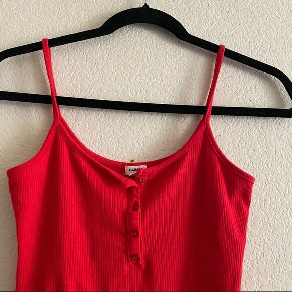 Garage Red Button Down Cami Bodysuit - Picture 5 of 9